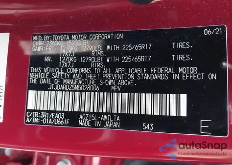 2021 Lexus Nx 300 z USA, uszkodzony, nr VIN JTJDARDZ5M5028006